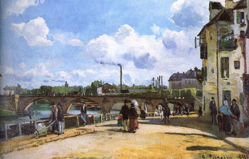 Camille Pissarro Pang map of the river and the bridge Schwarz Germany oil painting art